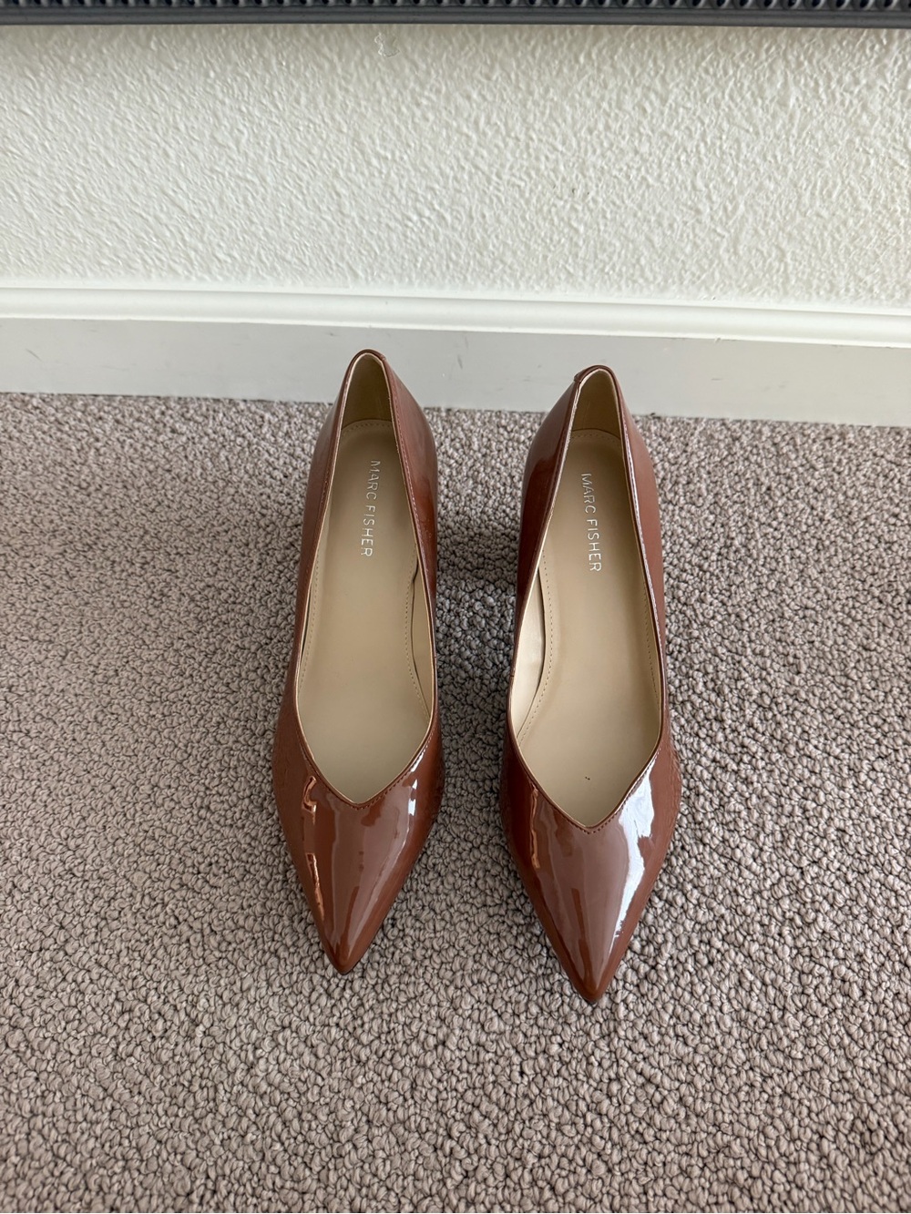 Marc Fisher Glossy Chestnut Pointed-Toe Pumps